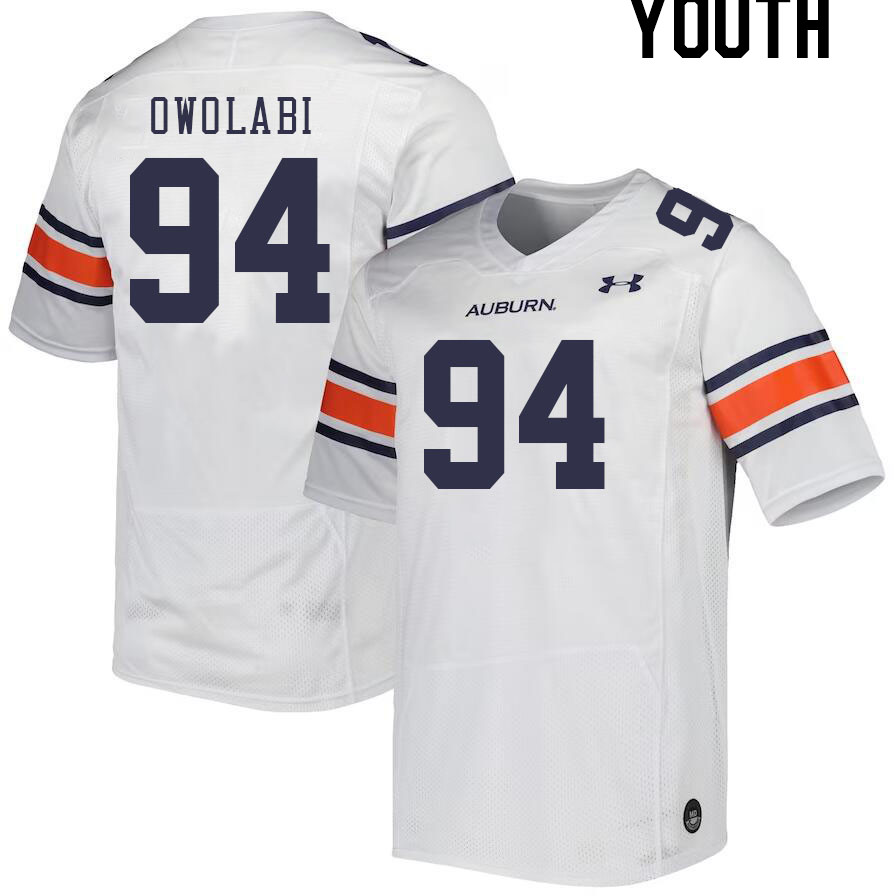 Youth #94 Godwin Owolabi Auburn Tigers College Football Jerseys Stitched-White